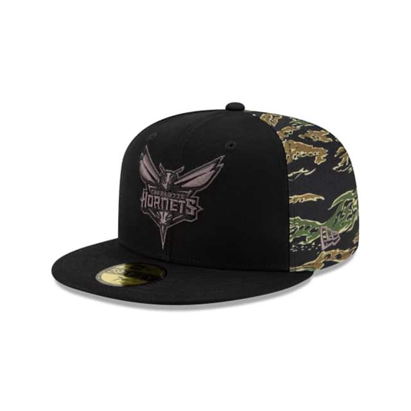 NBA Charlotte Hornets Camo Panel 59Fifty Fitted (UCA3171) - Black New Era Caps